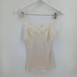 Vintage womens Violette cream Ivory Lace Trim Camisole Tank Top Size 34 US XS